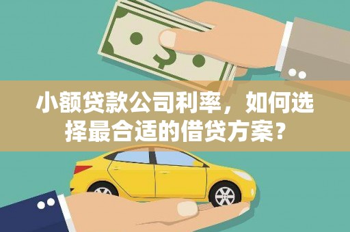 阿克陶小额贷款公司利率，如何选择最合适的借贷方案？